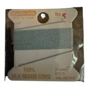 Light Blue VTG 100% Silk Bead Thread Cords W/Needle Size 5. New In Package 2m