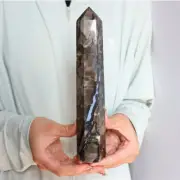0.68kg Natural volcanic Rock Obelisk Reiki Quartz Crystal Tower Wand Point Decor