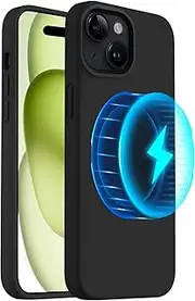 TR4U iPhone 15 Case, Silicone Magnetic [Anti-Scratch Microfiber Lining] iPhone 15 Phone Case [Soft Shell Shockproof] [Compatible with MagSafe Accessories] Case for iPhone 15 (2023) (Black)