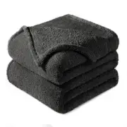 King Size Flannel Fleece Blanket, Super Soft King ( 90x104 IN ) Dark Grey