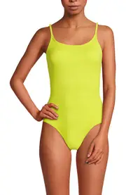 Lands' End Plus Size Tugless Thin Strap One Piece Swimsuit in Sunlight Lime at Nordstrom, Size 16
