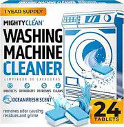 Washing Machine Cleaner Tablets 24 Pack - 1 Year Supply Washer Machine Cleaner Tablets, Septic Safe Washing Machine Cleaning Tablets, Washer Cleaner Tablets, Works with All Washers Including HE