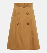 [Burberry] Burberry A-line cotton midi skirt UK 10 brown