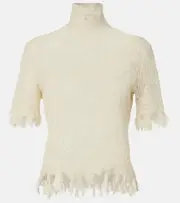 [McQueen] McQueen Sheer cotton and silk lace top AU 12 white