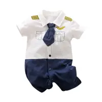 在飛比找momo購物網優惠-【JoyNa】造型連身短袖包屁衣 童裝 嬰兒連身衣 機長款(