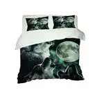 Wolves Howling At The Moon 3D Quilt Duvet Doona Cover Set Pillow case Print
