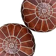Set of 2 Amazing Moroccan Pouf Dark Brown Color,Ottomans Poffes,Footstool poufs,100% Handmade Leather Poof Home Gifts, Wedding Gifts, Foot Stool,Ready to Magic Your Living Room!