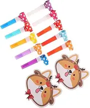 PHENOFICE 10 Sets Corgi Cartoon Blowouts Noisemakers for Birthday Party Fun Whistles to Add Festive Atmosphere Cheerful Vibes to Celebrations