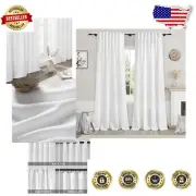 Elegant White Linen Sheer Curtains 90” Long - Perfect for Modern Farmhouse Decor
