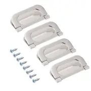 Finger Flush Pull Handle 74x34x5mm for Drawer Sliding Door Dark Silver 4pcs