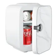 Mini 4L/6 Can Small Refrigerator Portable Cooler & Warmer Fridge Marble White