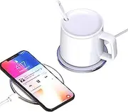 Bitzong Self Heating Mug Cup Porcelain Ceramic Warming Temperature Control Qi Recharging Base Camping