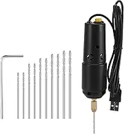 REFENG Drill Set, Resin Electric Mini Drill with 10pcs Drills Bits for Jewelry DIY Aluminum Products Wood Key Chain Making Resin Casting Molds Black