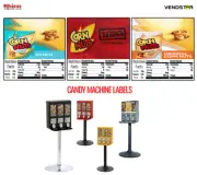 (3) CANDY MACHINE STICKERS - LABELS - NUTRITION INFO - Corn Nuts - 2.5" x 2.5"