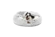 Charlie's Snookie Calming Hooded Dog Bed in Faux Fur Artic White Chinchilla (Small, Medium, Large)