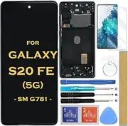 Screen Replacement LCD Display Touch Digitizer Assembly with Frame for SAMSUNG GALAXY S20 FE 5G SM-G781 G781B G781U G781F/DS G781W 6.5"(No Fingerprint)