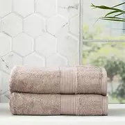 2pc Renee Taylor Towel Set Stella 650 GSM Super Soft Bamboo Cotton 100% Cotton (600 GSM) Face Washers | Ultra-Soft, Absorbent & Quick-Drying Wash Cloths (Pewter)