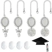 SOFPLATE 12Pcs 2025 Years Graduation Caps Charms Angel Wing Photo Charm Antique Silver Grad Caps Tassel Charm Chain with Glass Cabochons Caps Picture Decoration Memorial Ceremony for College Gifts