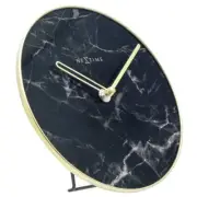 NEW NeXtime Marble Glass Desk Clock, Black and Gold, 20cm