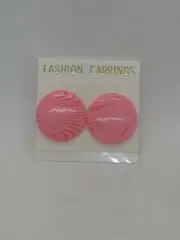 VTG 80's NEW Cotton Candy Pink Striped Lucite Button Disc Pierced Earrings