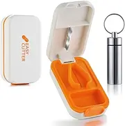 RICHCEE Easy Pill Cutter Pill Splitter for Small or Large Pills with Safety Lock,Easy Open Close, Easy Travel-Friendly Design for Daily Use (White-Orange)
