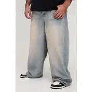 Mens Plus Stonewash Baggy Jeans
