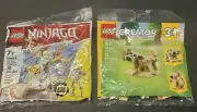 2 Lego Creator 3-in-1: Puppy Gift Animals Poly Bag And Ninjago- New Sealed