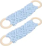 uxcell 2Pcs Handmade Crochet Towel Holder, 10"x2.4" Hanging Kitchen Towel Holder Dish Towel Hanger Ring for Kitchen Cabinet House Bathroom Decoration (Light Blue)