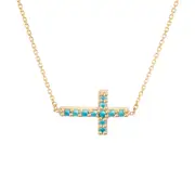 14K Yellow Gold Cross Pendant Necklace, 16" To 18" Adjustable