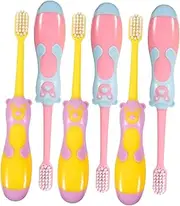 NULYLU Tooth Brush for Kids 6pcs Cartoon Tooth Brush Set Ergonomic Handle Fine Bristles for Baby Oral Hygiene Random Color