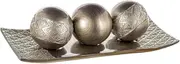 HomeRoots Tray and Orbs Balls Set of 3 | Beautiful Decoration Centerpiece, Home Decor | Decorative Accents Balls for Living Room, Coffee and Dining Table Décor (Silver)