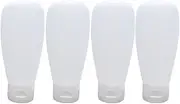 SOLUSTRE Travel Gel Bottle 4Pcs 100ml Portable Travel Bottles Set Silicone Tubes Toiletries Containers Makeup Lotion Bottles for Cleaner Shampoo Liquids (White) Portable Lotion Container