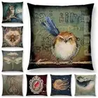 Classic Retro Magical Animals Sofa Throw Pillow Case Blue Whale Cushion Cover