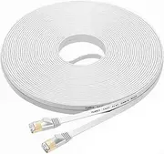 Fumitt Cat 7 Ethernet Cable 30m, High Speed Long Network Cable 10Gbps 600Mhz/s LAN Cord Shielded Internet Wires Gigabit RJ45 Patch Cords Compatible with Gaming PS5 Router Modem PC (White)