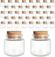 40 Durable 20 ml Borosilicate Glass Bottles with Non-Toxic Cork Closure