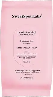 SweetSpot Labs Feminine Wipes for Sensitive Skin, Unscented, with Witch Hazel and Aloe Vera, pH balanced Body Wipes for Women, 30 Wipes