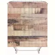 Wooden Boards Stitched 3D Shower Curtain Waterproof Fabric Bathroom Decoration