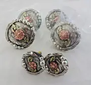 6 Piece Conchos Wood Screws California Antiqued Horse Saddle Hansen Western Gear