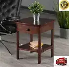 End Table Draw Bed Side Organizer Stand Book Shelf Counter Top Desk In Walnut