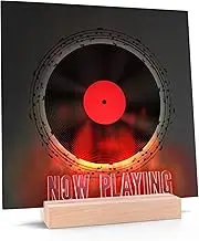 Now Playing Lighting Vinyl Record Stand,Wooden Acrylic Album Display Holder, Multiple Colors LED Lights Long Play Music Collection Display, LPS Storage Holder for Record Player Natural