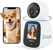 [Noorio] 2-Way Video Calling Camera, One Click Call 2K Security Camera Indoor, 360° Pan/Tilt Pet Cam with Phone App, Color Night Vision Baby Monitor/Dog/Pet, CL200