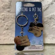NEW I’M THE FUNNY ONE KEYCHAIN + I’M THE CUTE ONE DOG TAG KEYRING US SELLER