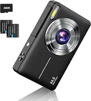 CAMKORY Digital Camera 1080P FHD Compact Camera 44MP Camera 16X Digital Zoom Simple Vlogging Camera with 32G TF-Card Portable Digital Camera for Kids Teen Students Seniors Beginner (Black)