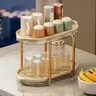 Double Layer Cup Drying Rack Plastic Tableware Fruit Storage Rack for Home