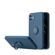 ZUSLAB iPhone 12 5G Case Silicone Stand Magnetic Finger Ring Kickstand Bumper Protective Cover for Apple - Blue