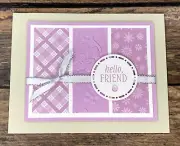 Stampin Up Card Kit Hello Friend Fresh Freesia DSP - Makes 4 Cards