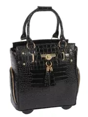 Stylish & Professional Petite Cosmopolitan Patent Alligator Rolling Briefcase...