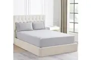 1500 Thread Count Cotton Blend Fitted Sheet & Pillowcase Set Silver - No Flat Sheet