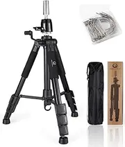 QISHI YUHUA Wig Stand Tripod with Non-Slip Base Adjustable Mannequin Head Stand with Hook Heavy Duty Manikin Head Tripod