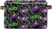 Mardi Gras Fabric Box, Decorative Rectangle Nursery Organizer Storage, Set of 2
